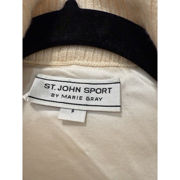 St.John Rabbit  by marie grey Fur Vest Full Zip Silk Lined Lamb Leather Trim - Picture 8 of 12